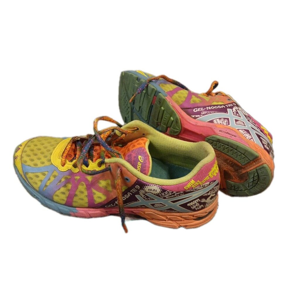 Asics GelNoosa Tri 9 Womens SZ 8 Triathlon Shoes Multicolor NEON Running T458N